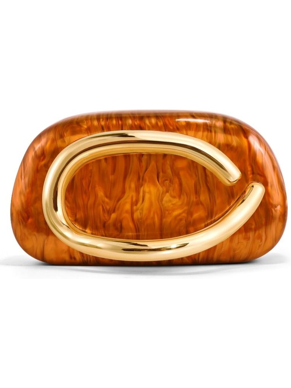 Women's Marble Caramel Acrylic Clutch Chain Handle Formal Evening Purse Bag